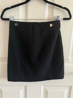 H&M Black Mini Skirt with Gold Button Accents